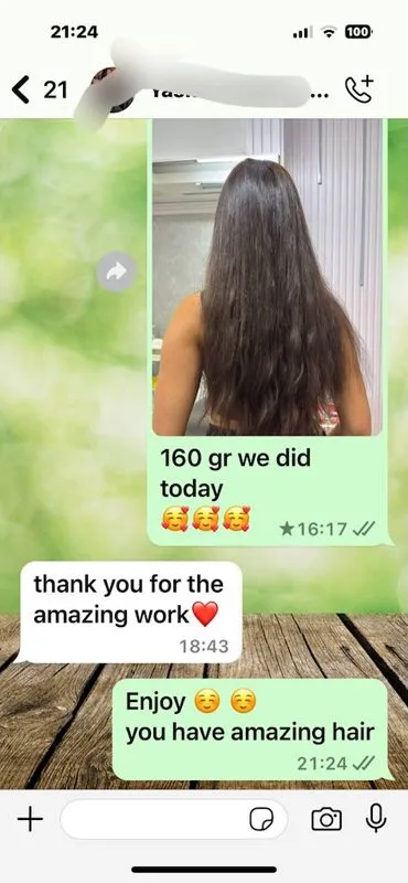 Slavic Hair Luxury Review. Client feedback highlighting softness and luxury feel of premium Slavic hair extensions.