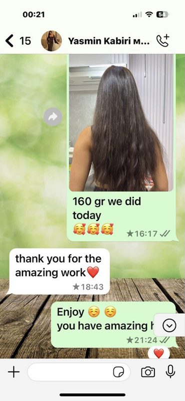 Keratin bond hair extensions review: a satisfied client showcasing the quality and durability.